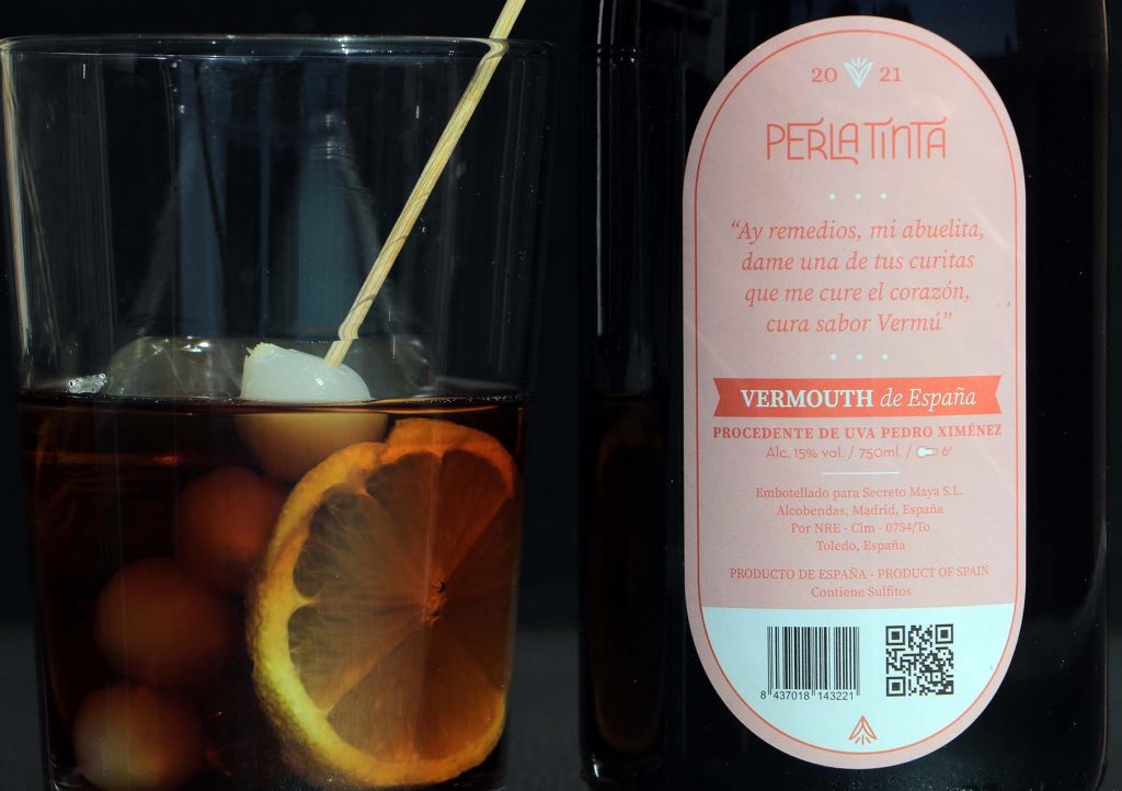 PerlaTinta vermouth de espana Pedro Ximenez etiqueta trasera